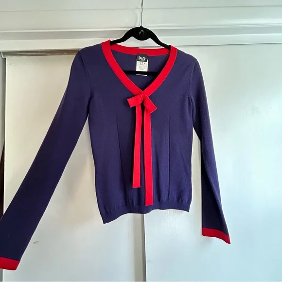 Vintage D&G Dolce and Gabbana Purple & Red Wool Blend Sweater